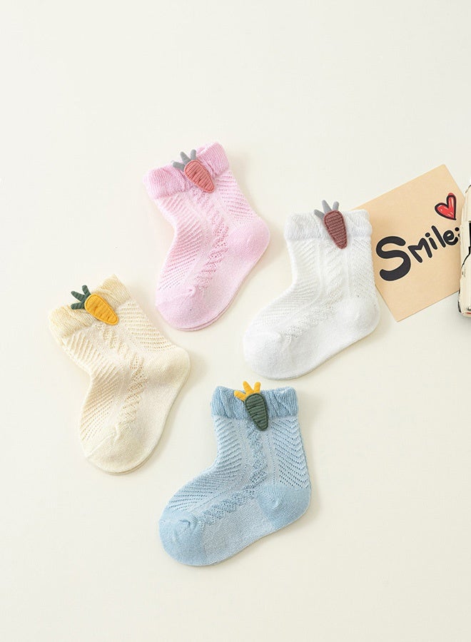 Hanayo 4 Pairs Kids Socks Girls and Boys Cotton Socks Comfortable Unisex Socks for Newborn Infant Toddlers Perfect for All Seasons(Multicolour) - Image 4